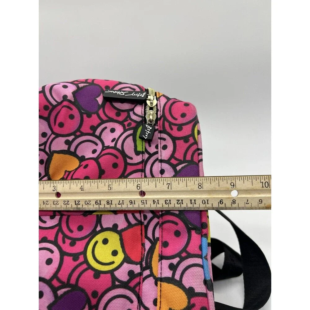 Betsey Johnson Smiley Face Hearts Lunch Bag Pink Kids Insulated Strap Novelty